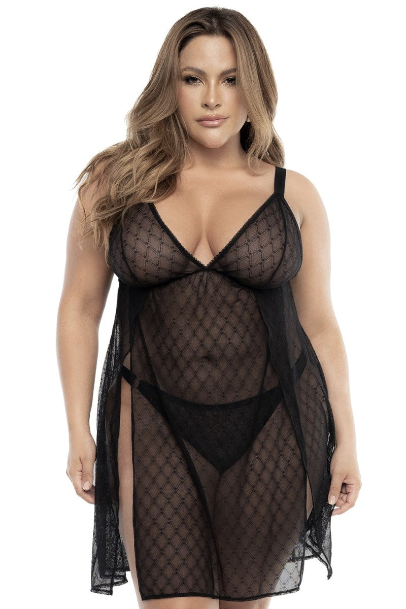 Schwarzes Babydoll Plus Size - MAL7498XBLK von Mapale Schwarzes Babydoll Plus Size - MAL7498XBLK von Mapale